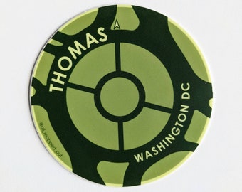 Thomas Circle DC Sticker. Washington DC. Vinyl Sticker DC Map. District of Columbia. Bold Colors Sticker. Washington Souvenir Traffic Circle