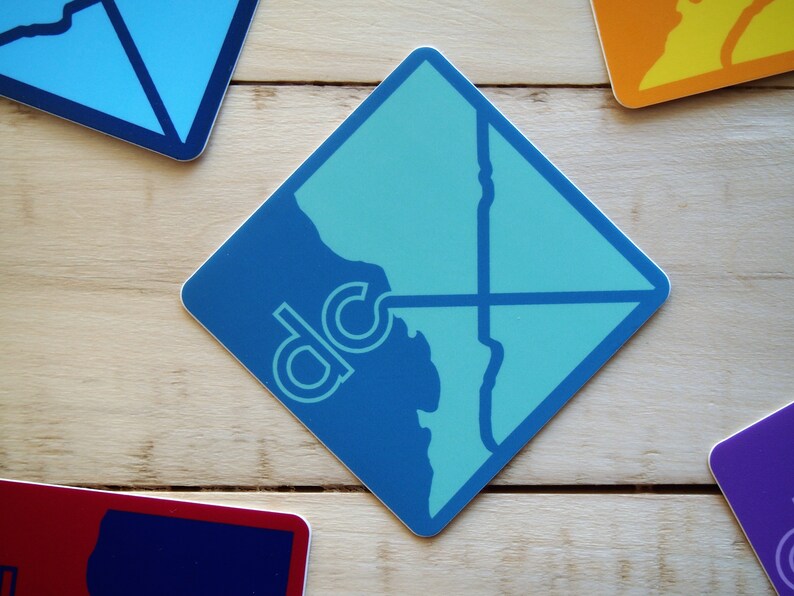 Washington DC Sticker. DC Quadrants Map. Vinyl Sticker. District of