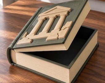 Caja de almacenamiento con forma de libro de ruinas antiguas, impresa en 3D, decoración moderna para el hogar y recuerdo.