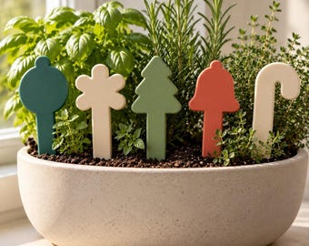 Marcadores de plantas con forma de adorno navideño acolchado, decoración festiva impresa en 3D, set de regalo para jardín de hierbas.