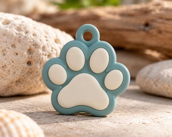 Placa de identificación para mascotas con diseño de guijarro marino, impresa en 3D, placa de identificación personalizada para perros, colgante para collar de gato, placa de identificación minimalista para mascotas.