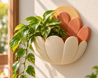 Macetero de pared con forma de hoja de crisantemo, maceta impresa en 3D, soporte moderno para plantas de interior.