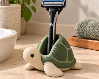 Deep Sea Turtle Razor Stand, 3D Printed, Bathroom Decor and Organizer