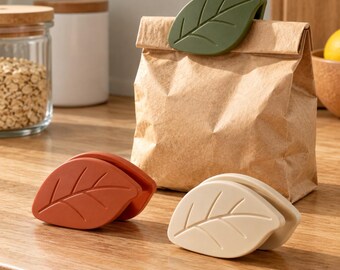 Clips para bolsas con diseño de nervaduras de hojas tranquilas, impresos en 3D, organizador de cocina minimalista, juego de 3
