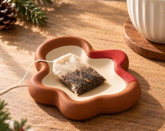 Plato para bolsitas de té con forma de galleta navideña, impreso en 3D, decoración navideña para la cocina y regalo para la anfitriona.