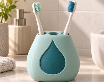 Soporte moderno para cepillos de dientes con forma de gota de agua, soporte de baño impreso en 3D, organizador minimalista para tocador.