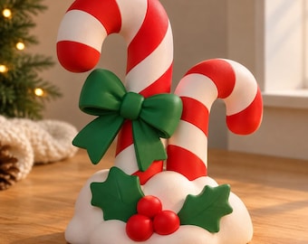 Figura decorativa de bastón de caramelo en espiral, impresa en 3D, ideal para decorar el escritorio.