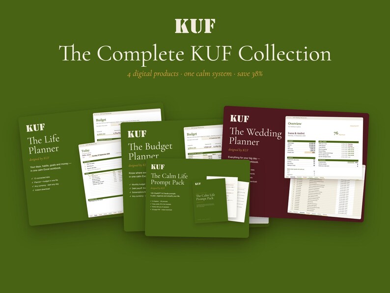KUF Life, Budget, Wedding Planners + AI Prompts Bundle (Digital Download) image 1