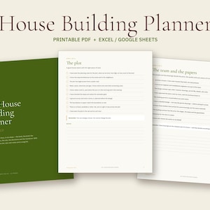 住宅建築プランナー（PDF + Excel）、建設チェックリスト、予算トラッカー（デジタルダウンロード） 画像 1