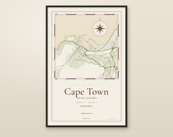 Cape Town Nautical Chart Print, Table Bay Map, Vintage Harbor Art (Digital Download)