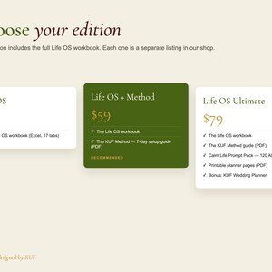 KUF Life OS Ultimate Bundle | Excel Life Planner, 7-Day Guide, 120 AI Prompts, Printable Planner + Wedding Planner image 9