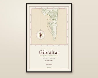 Gibraltar Nautical Chart Print, Vintage Harbor Map, Mediterranean Wall Art (Digital Download)