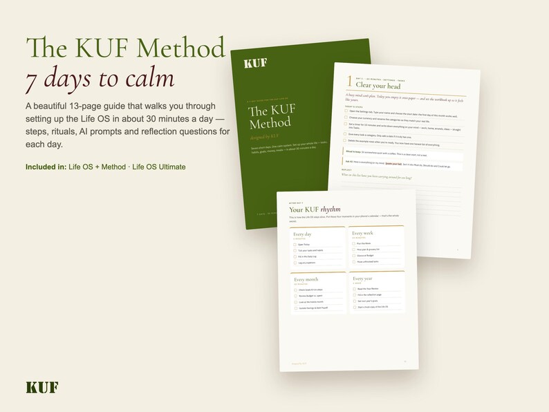 KUF Life OS Excel Planner | 7-Day Setup Guide (Digital Download) image 2