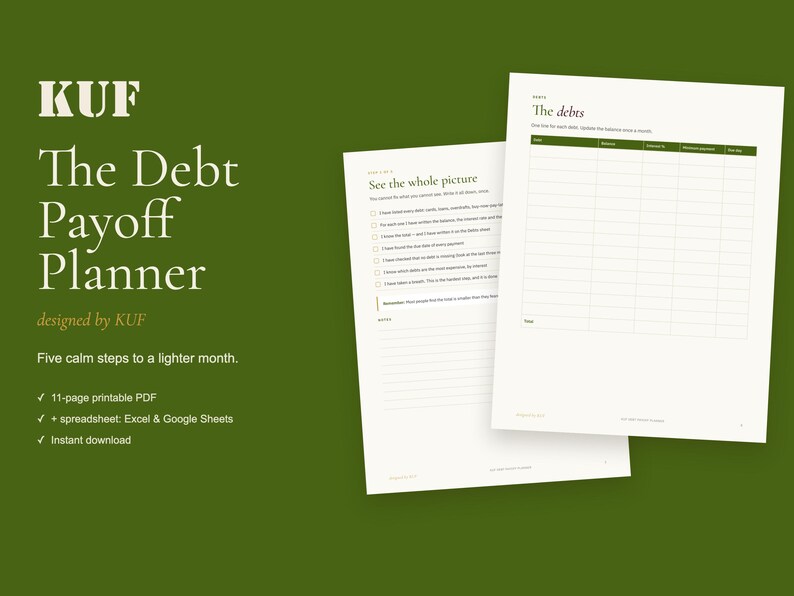 Debt Payoff Planner, Snowball & Avalanche Tracker (PDF + Excel) image 1