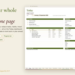 KUF Life Planner Excel Template | Daily Weekly Monthly Planner, Budget, Habits (Digital Download) image 2