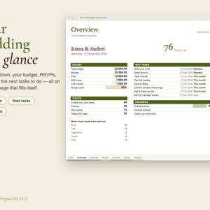 KUF Wedding Planner Excel Template | Wedding Budget, Checklist, Guest List & RSVP Tracker (Digital Download) image 2