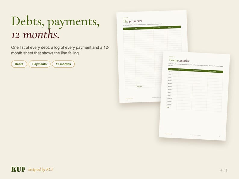 Debt Payoff Planner, Snowball & Avalanche Tracker (PDF + Excel) image 4