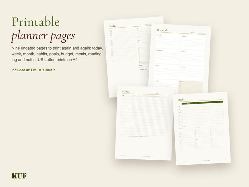 KUF Life OS Ultimate Bundle | Excel Life Planner, 7-Day Guide, 120 AI Prompts, Printable Planner + Wedding Planner image 3