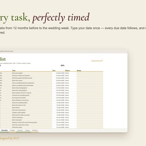 KUF Wedding Planner Excel Template | Wedding Budget, Checklist, Guest List & RSVP Tracker (Digital Download) image 3