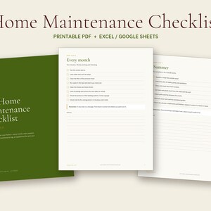 Home Maintenance Checklist PDF + Excel, Seasonal Planner, Repair Log (Digital Download) image 1