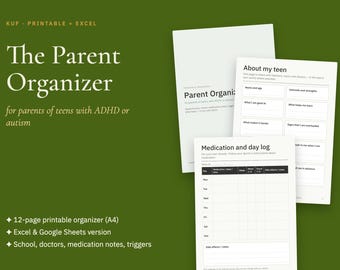 ADHD/自閉症児の保護者向けオーガナイザー、学校面談メモ、服薬記録（PDF + Excel）