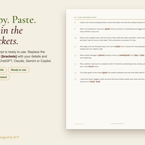120 ChatGPT & Claude Prompts for Everyday Life | KUF Calm Life Pack (PDF) image 3