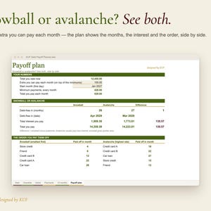Debt Payoff Planner, Snowball & Avalanche Tracker (PDF + Excel) image 6