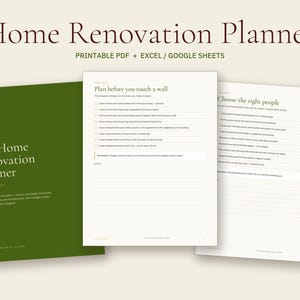 Home Renovation Planner PDF + Excel, Budget Tracker, Remodel Checklist (Digital Download) Bild 1