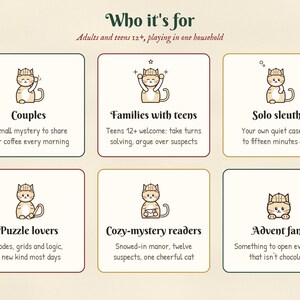Who the mystery advent calendar is for: couples, families with teens, solo players