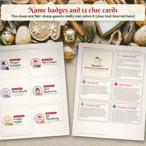 Juego de misterio navideño para fiestas, de 6 a 12 jugadores, Cozy Village Whodunit imagen 7