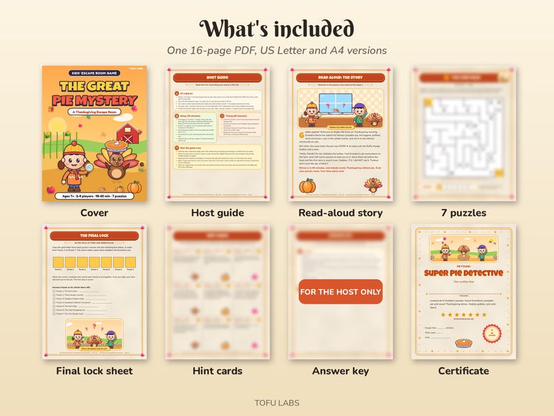 Thanksgiving Escape Room for Kids: The Pie Mystery (7 Puzzles, Ages 7+) Bild 2