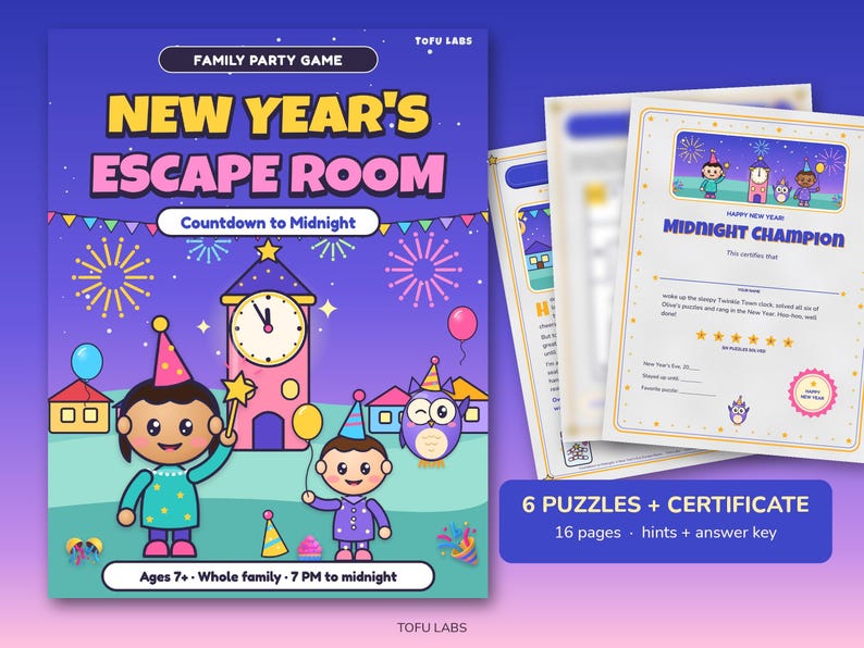 New Year's Eve Escape Room for Kids and Family: Countdown to Midnight image 1