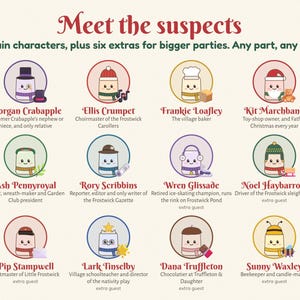 Juego de misterio navideño para fiestas, de 6 a 12 jugadores, Cozy Village Whodunit imagen 2