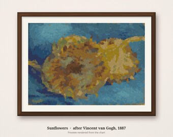 Van Gogh Sunflowers Cross Stitch Pattern