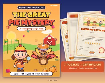 Thanksgiving Escape Room voor kinderen: Het Taartmysterie (7 puzzels, 7 jaar en ouder)