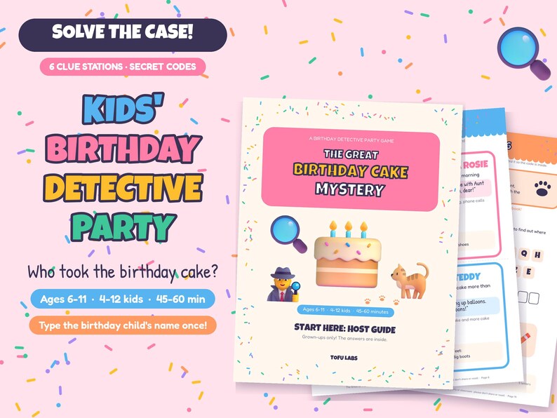 Kinderdetective-verjaardagsfeestje: Het grote mysterie van de verjaardagstaart afbeelding 1
