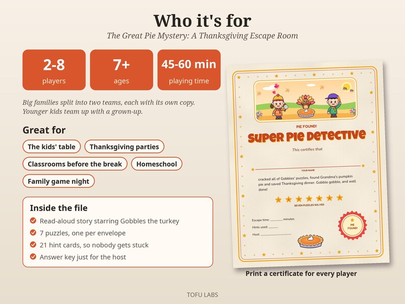 Thanksgiving Escape Room for Kids: The Pie Mystery (7 Puzzles, Ages 7+) Bild 6