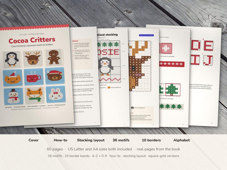 Cocoa Critters Christmas Knitting Charts: 36 Colorwork Motifs image 3