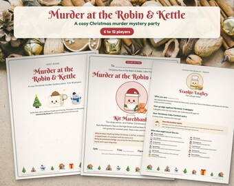 Juego de misterio navideño para fiestas, de 6 a 12 jugadores, Cozy Village Whodunit