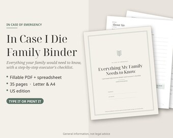 In Case I Die Binder: Estate Planner and Executor Checklist