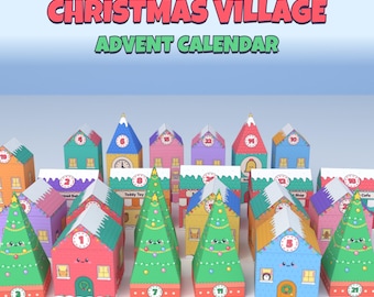 Christmas Village Advent Calendar: 24 Paper House Boxes