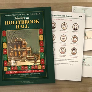 The calendar cover, the household page and sealed door pages on a wooden table