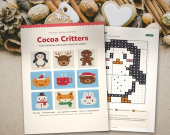 Bonitos patrones de punto navideños: Criaturas de cacao, 36 motivos de tejido a dos colores.