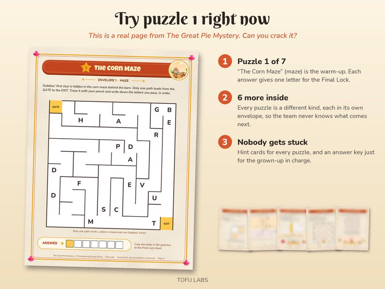 Thanksgiving Escape Room for Kids: The Pie Mystery (7 Puzzles, Ages 7+) Bild 3