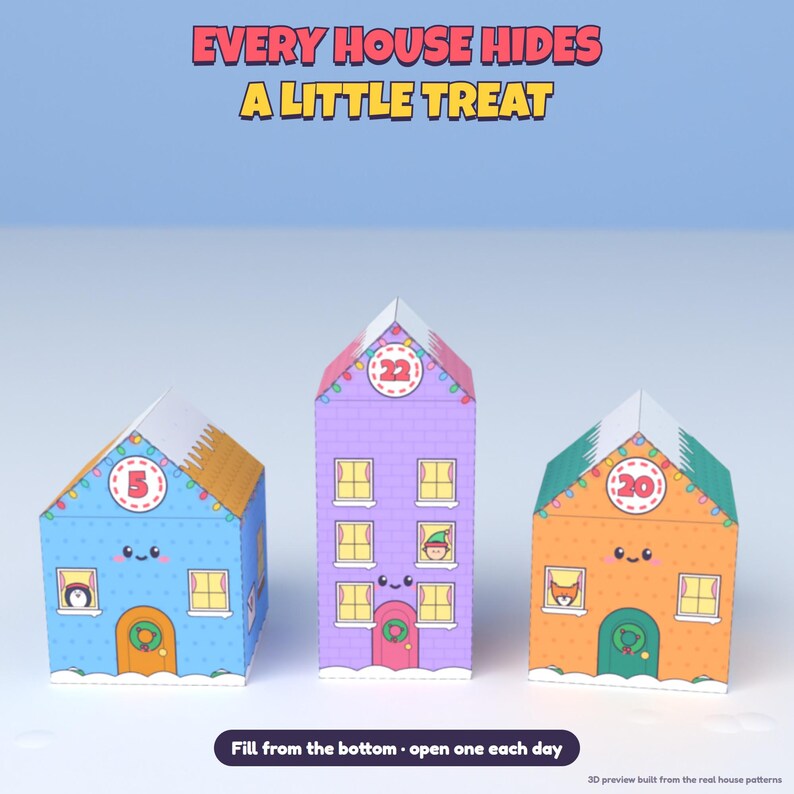Christmas Village Advent Calendar: 24 Paper House Boxes image 2
