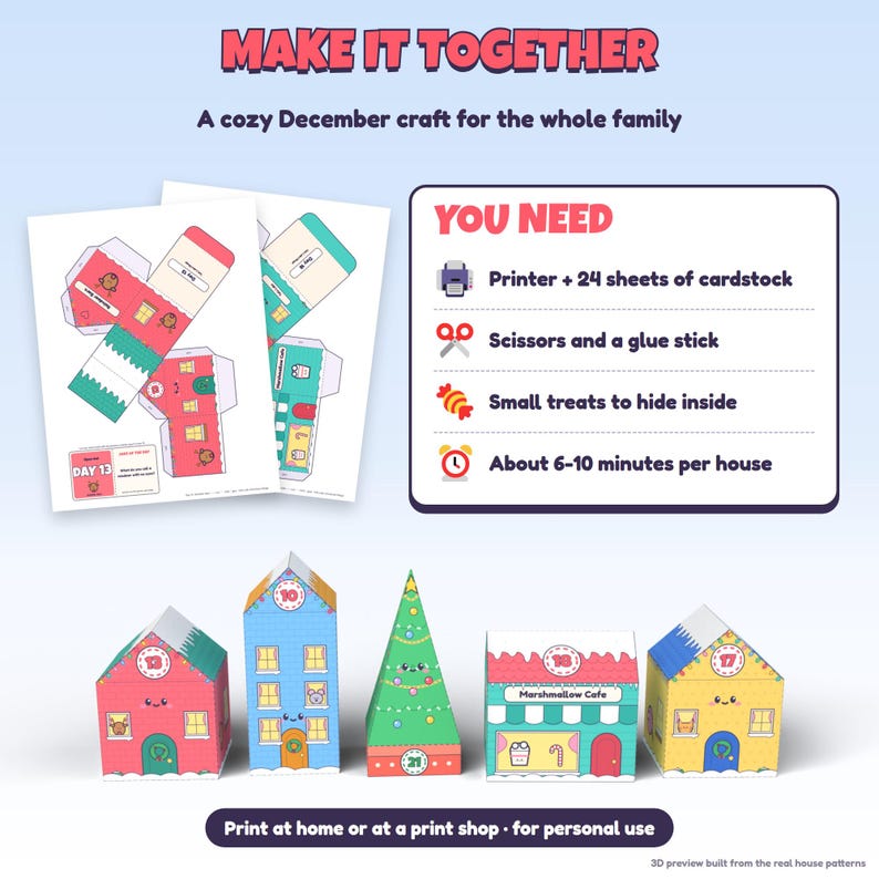 Christmas Village Advent Calendar: 24 Paper House Boxes image 10