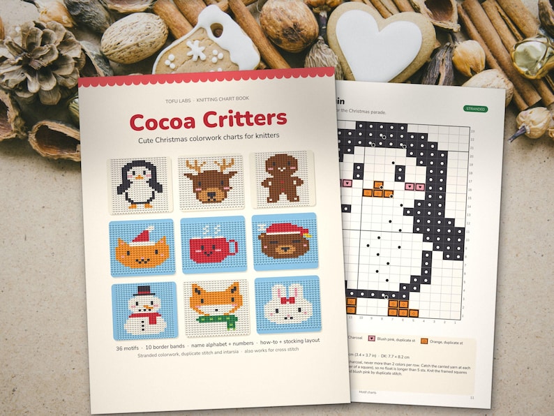 Cocoa Critters Christmas Knitting Charts: 36 Colorwork Motifs image 1
