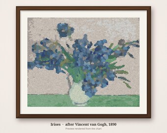 Van Gogh Irises Cross Stitch Pattern: Full Coverage Chart