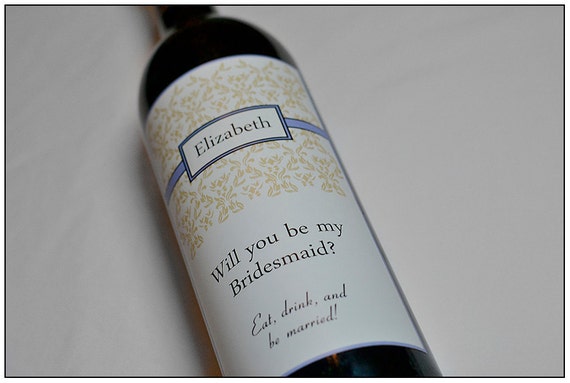Items similar to Custom Bridesmaid Wedding Wine Label - Will you be my Bridesmaid - Personalized ...