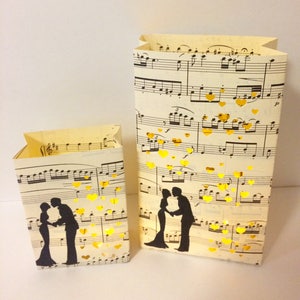 2 Bride and Groom Luminaries, 1 Large and 1 Small, Romantic Gift, Proposals, First Anniversary Paper Gift